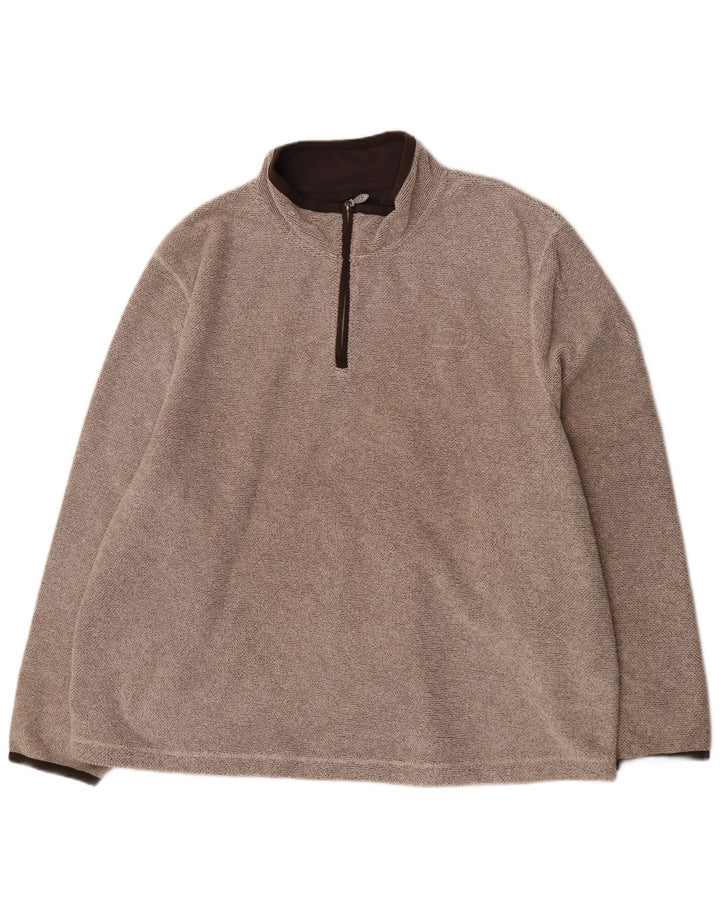 Pulover pentru bărbați Weird Fish cu fermoar și gât, poliester maro 5XL