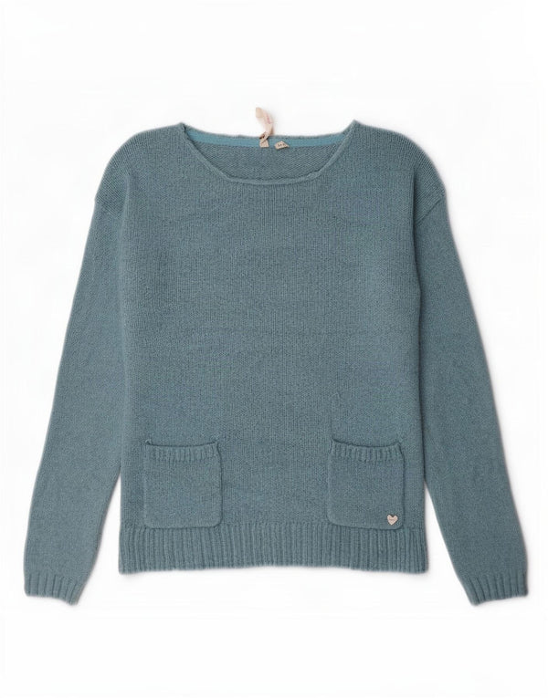 White Stuff Pulover pentru damă cu gât de barcă UK 12 Medium Blue Viscose