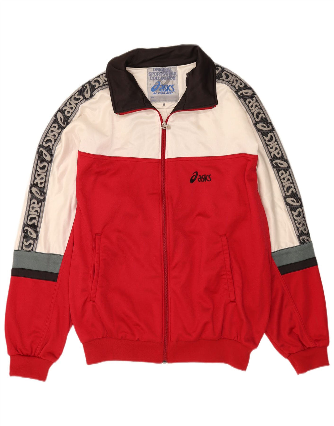 Jachetă de top pentru trening grafic Asics pentru bărbați IT 56 XL, roșu, bloc de culoare