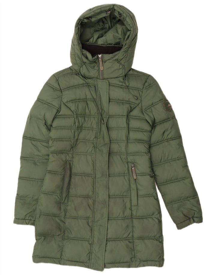 Palton căptușit cu glugă Superdry pentru femei UK 6 XS poliester verde