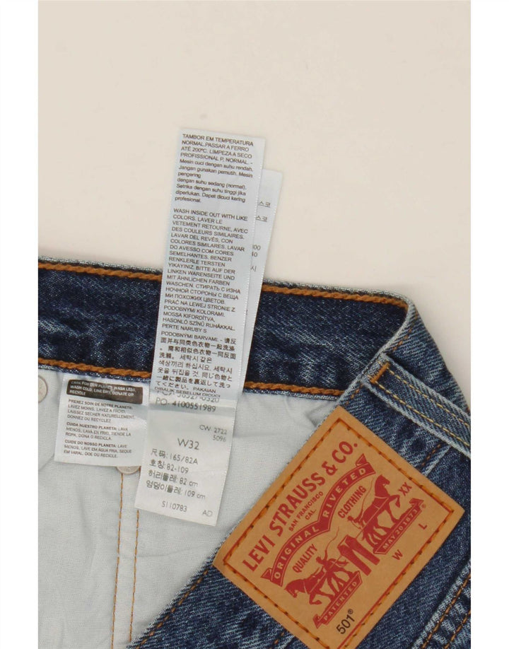Pantaloni scurți Levi's 501 din denim distressed W32, bumbac albastru mare