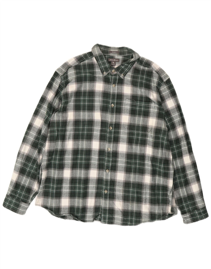 EDDIE BAUER Cămașă de flanel pentru bărbați, XL, verde, cu carouri
