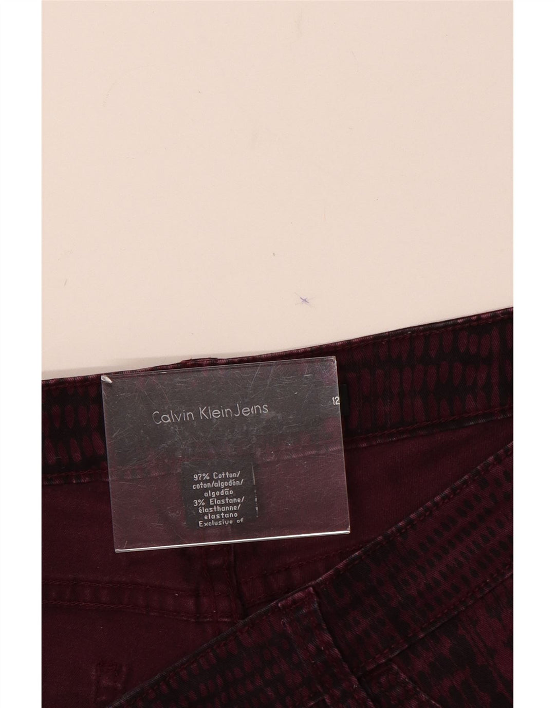 Pantaloni casual pentru femei CALVIN KLEIN US 12 Large W32 L31 Burgundy