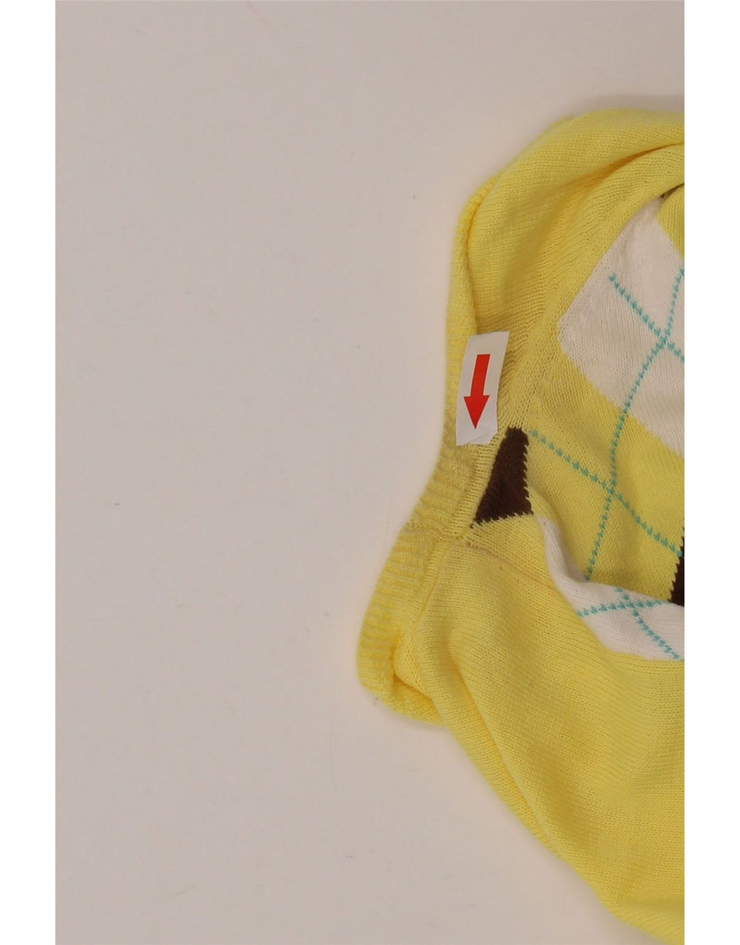 J. CREW Pulover cu decolteu în V pentru femei UK 12 Medium Yellow Argyle/Diamond