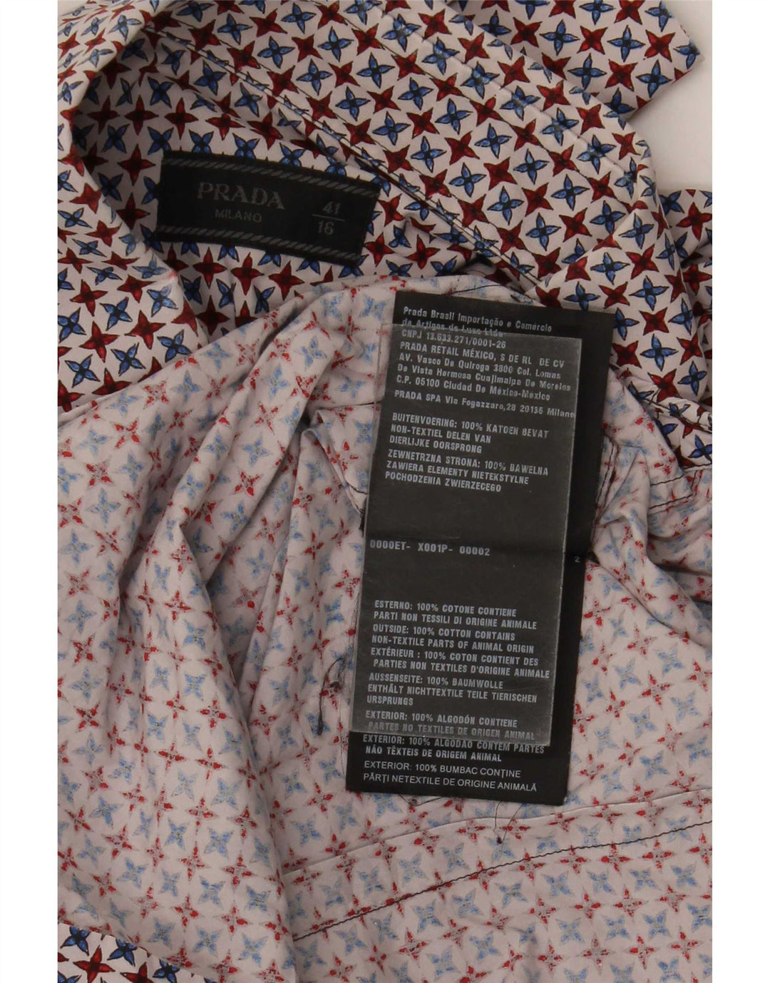 Cămașă Prada Bărbați Mărimea 16 41 Mare, Multicolor Geometric Bumbac