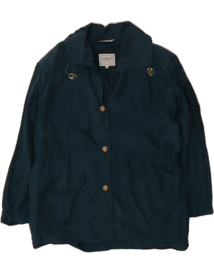 CHARON Womens Bomber Jacket UK 14 Medium Green Silk Vintage Charon and Second-Hand Charon from Messina Hembry 
