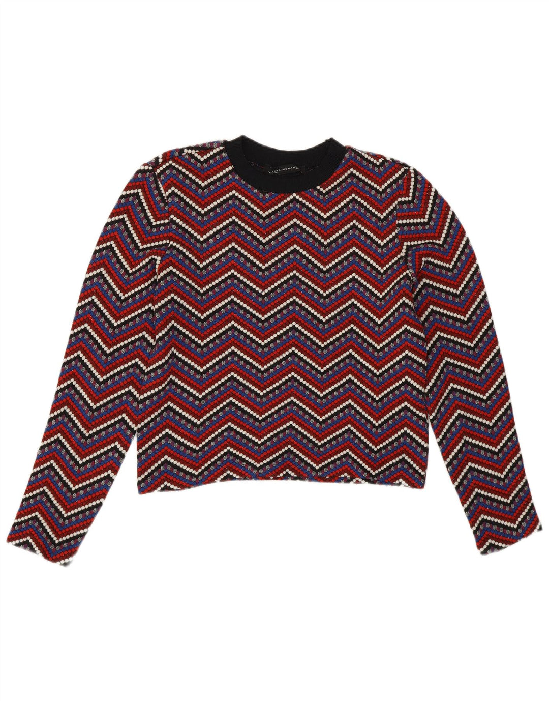 Pulover pentru damă Zara, cu gât turnut, UK 12, chevron mediu multicolor
