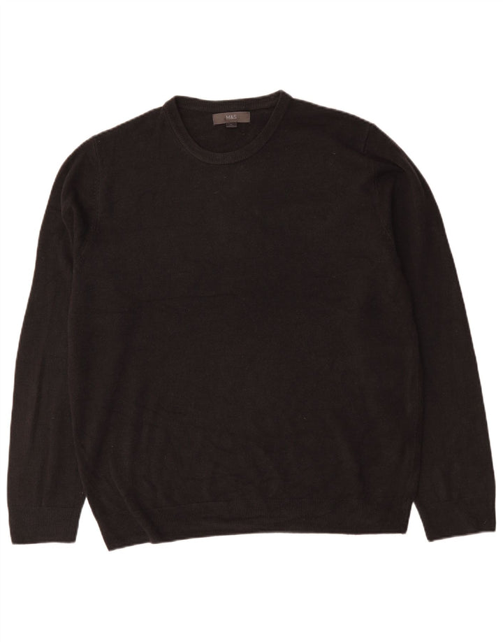 Pulover pentru bărbați Marks & Spencer cu gât roșu, XL, acrilic negru