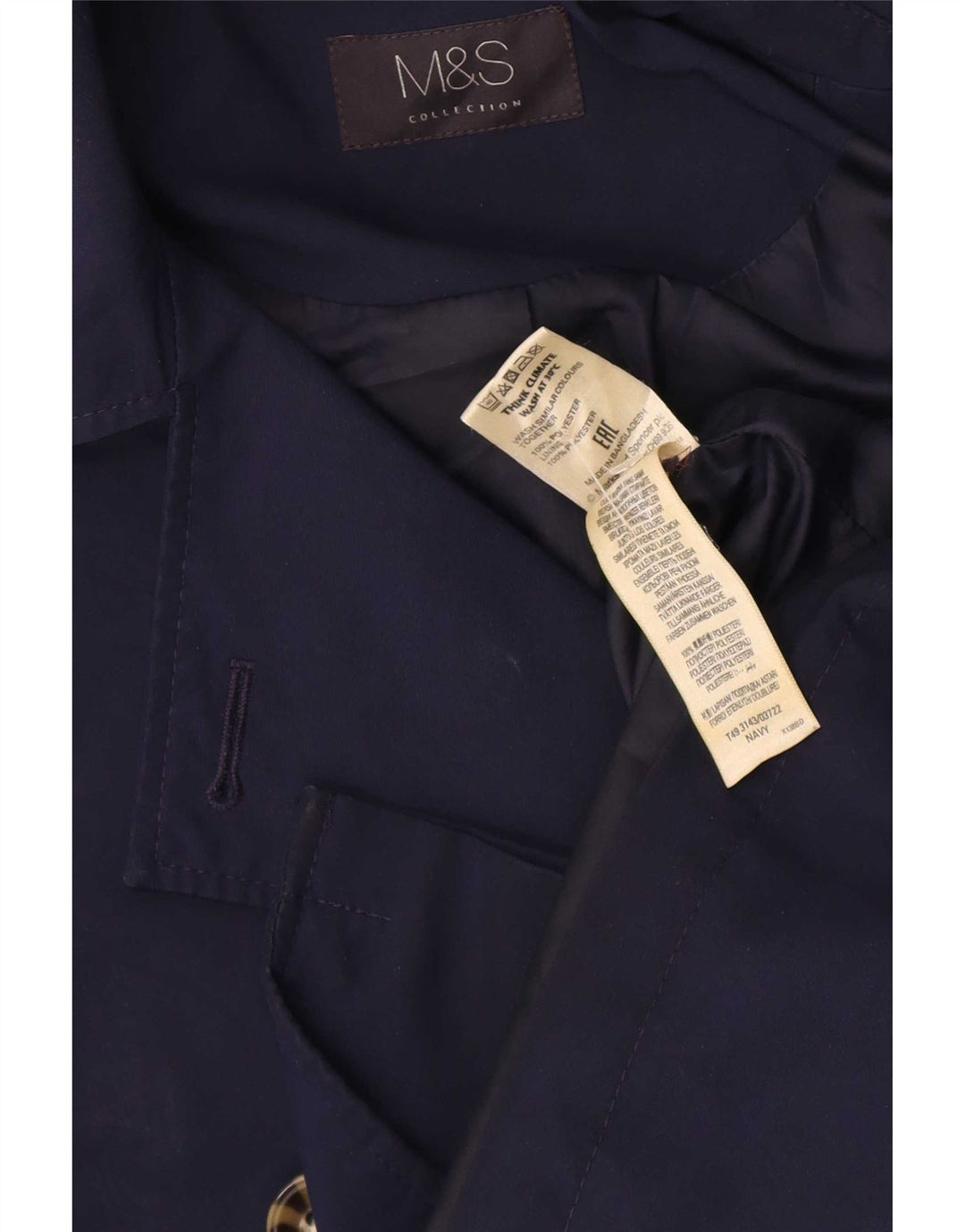 Trenci scurt pentru femei Marks & Spencer UK 14 mare poliester bleumarin