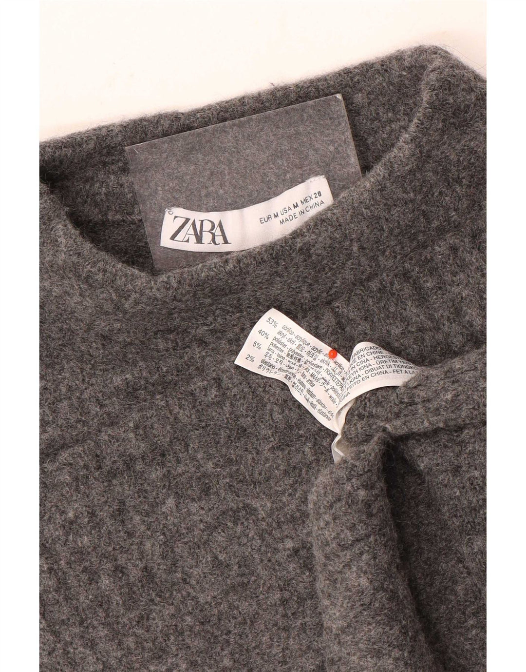 Pulover cu gât țestoasă pentru femei Zara UK 14 Medium Gri Acrilic