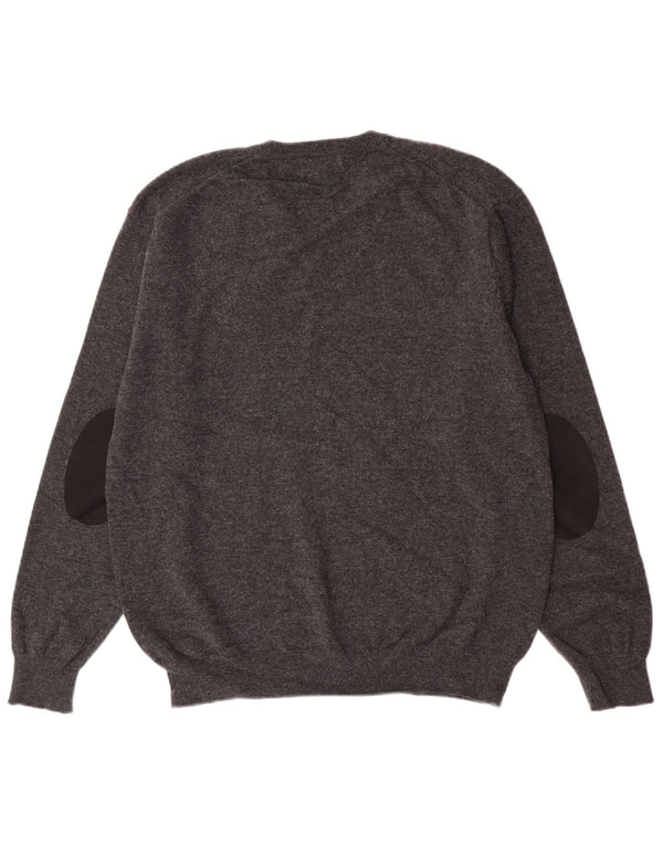 Pulover cu decolteu în V Gant pentru bărbați, 2XL, lână de miel gri