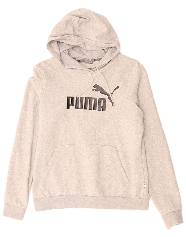 Pulover PUMA pentru femei, cu hanoră cu grafică, UK 14, bumbac cu pete, gri mediu