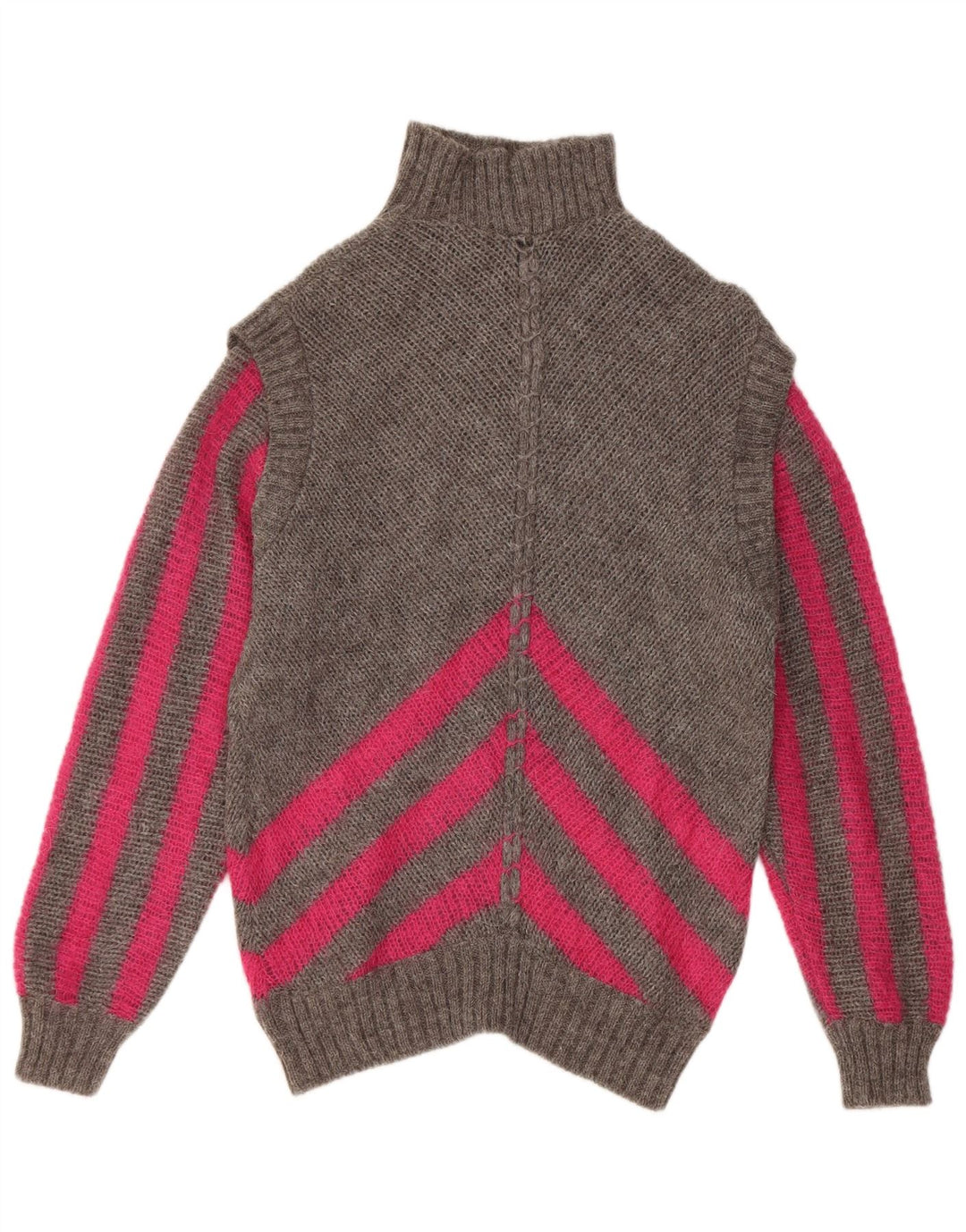 Pulover vintage pentru femei cu gât rulat IT 42 Medium Gri Dunge