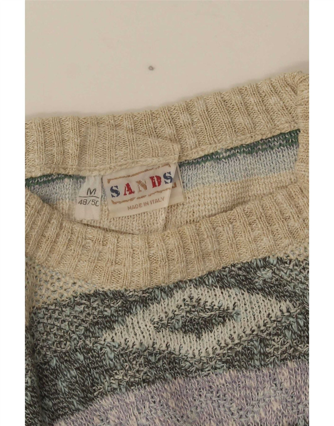 Pulover vintage pentru bărbați cu gât roșu IT 48/50 mediu multicolor