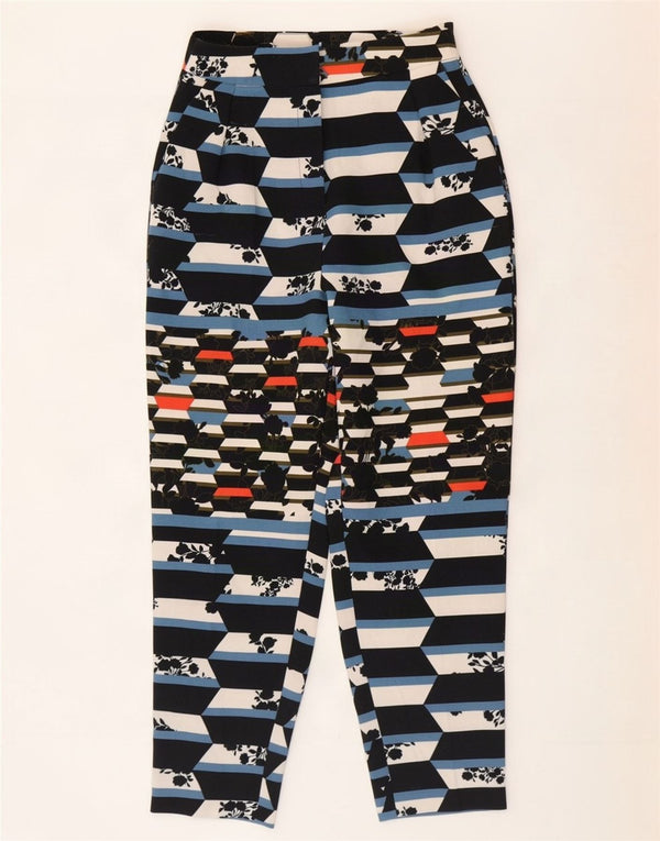 Pantaloni chino conici pentru femei Topshop UK 4 XS L24 L24 Blue Geometric