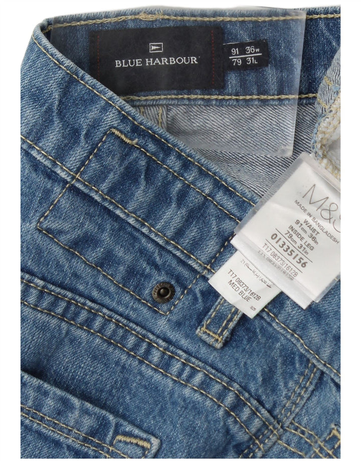 Blugi drepti pentru bărbați Marks & Spencer Blue Harbour W36 L31 Bumbac albastru