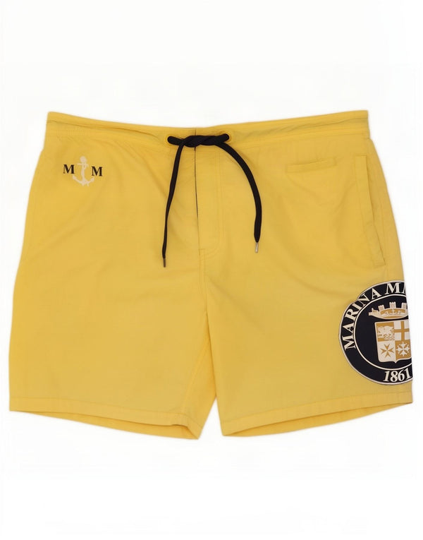 Pantaloni scurți de înot cu grafică Marina Militare pentru bărbați XL din poliamidă galbenă