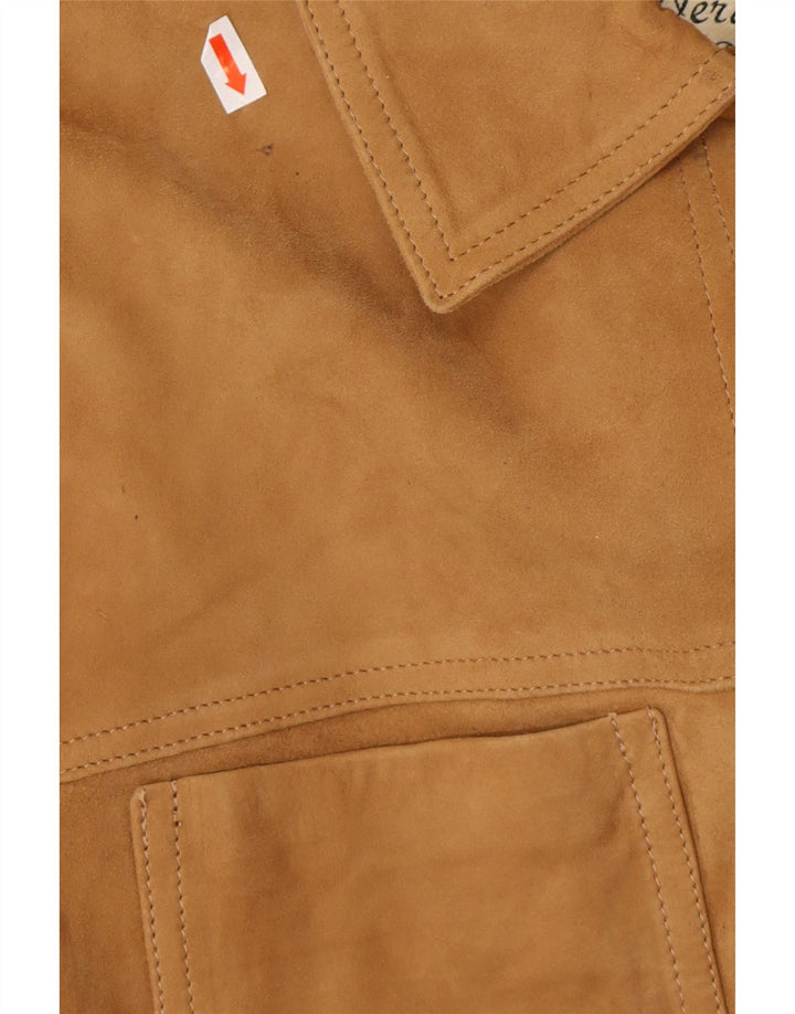 VINTAGE Jachetă de piele întoarsă pentru femei UK 18 XL maro