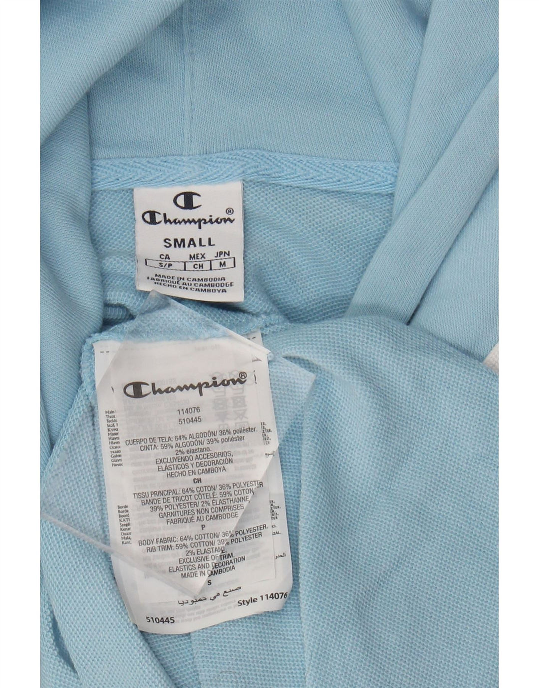 Pulover cu glugă cu grafic supradimensionat pentru femei CHAMPION UK 10 Small Blue