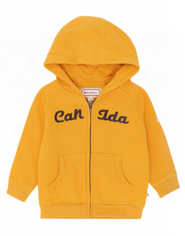 Canadiana Baby Boys Graphic Zip Hoodie Sweater 18-24 Months Yellow Cotton