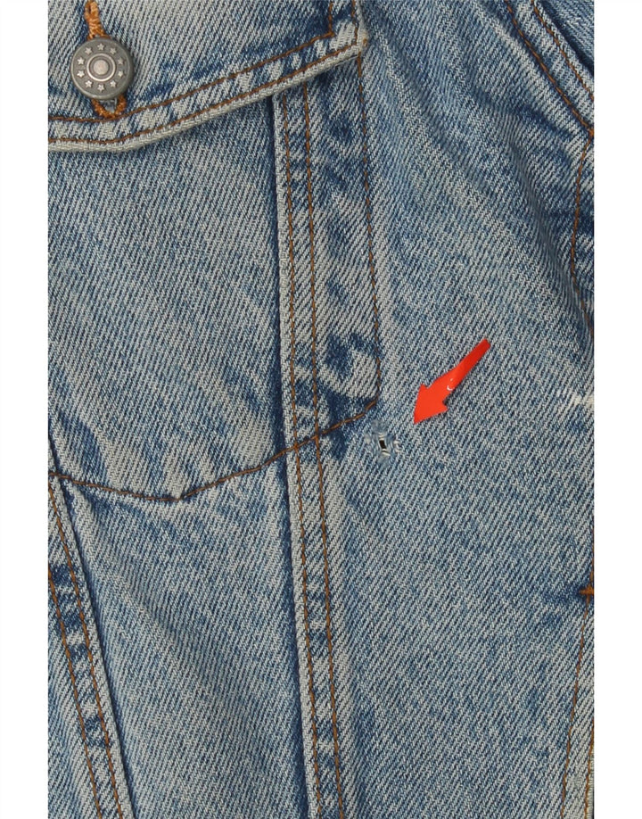 VINTAGE Mens Denim Sherpa Jacket UK 41 XL Blue Cotton