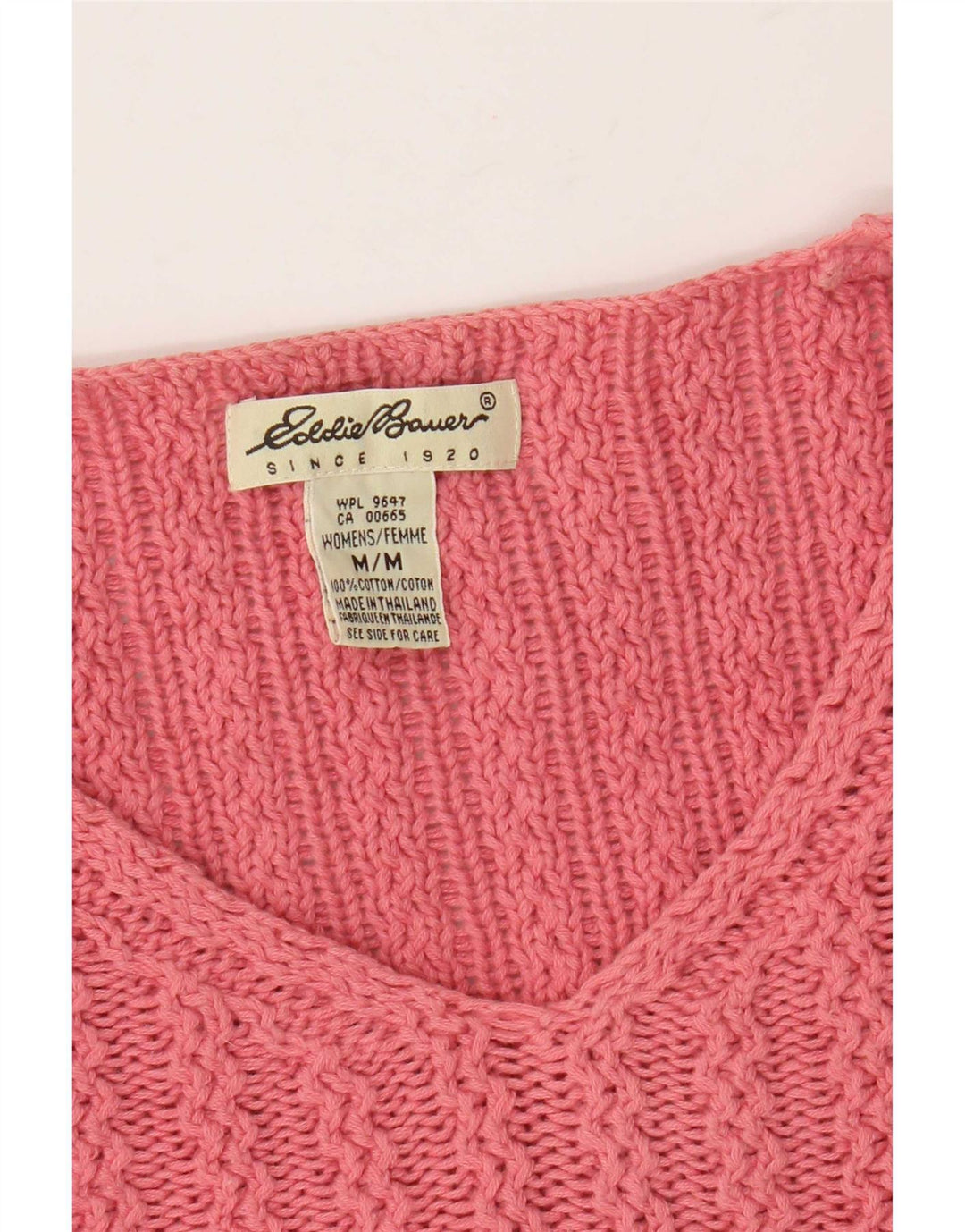 Eddie Bauer Pulover supradimensionat pentru femei cu decolteu în V UK 14, bumbac roz mediu