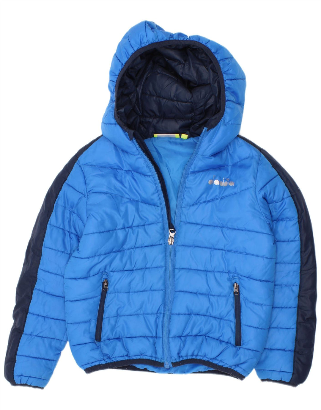 Jachetă căptușită cu glugă Diadora pentru băieți 5-6 ani, albastru, color block