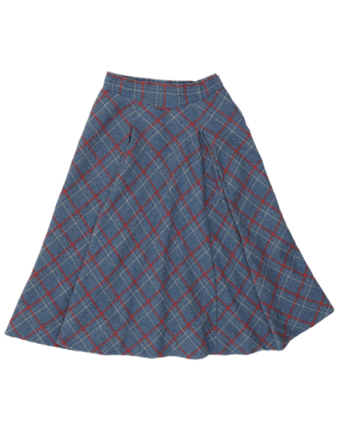 Fustă A-Line pentru femei VINTAGE cu talie înaltă W24 XS Blue Check