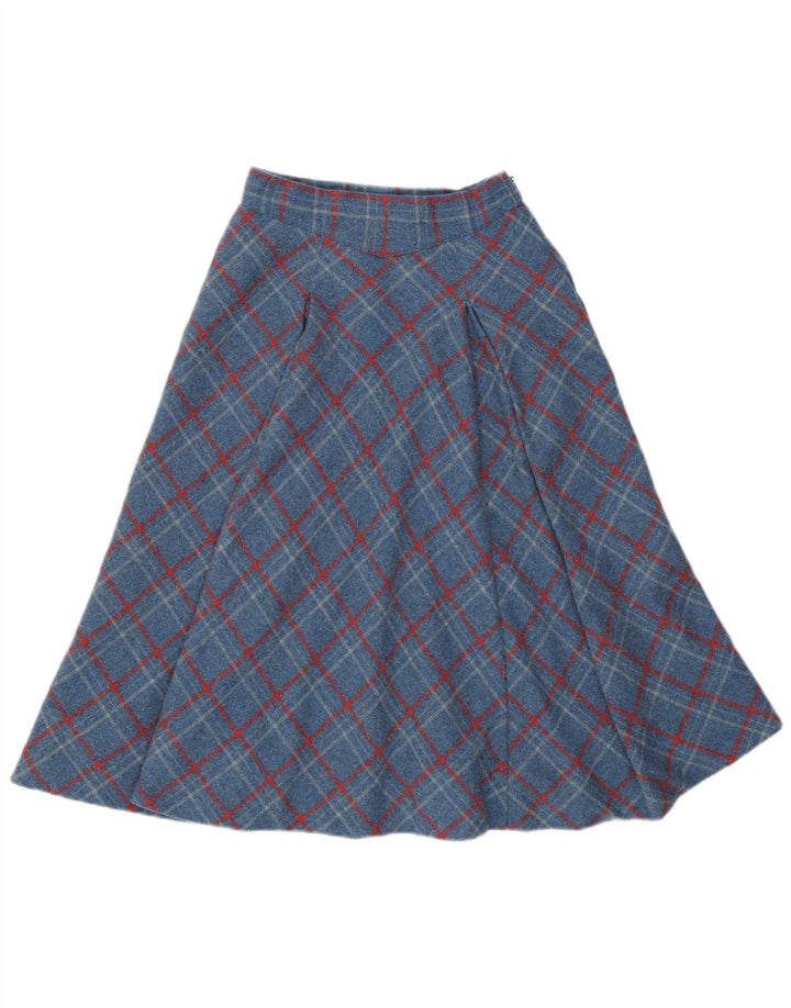 Fustă A-Line pentru femei VINTAGE cu talie înaltă W24 XS Blue Check