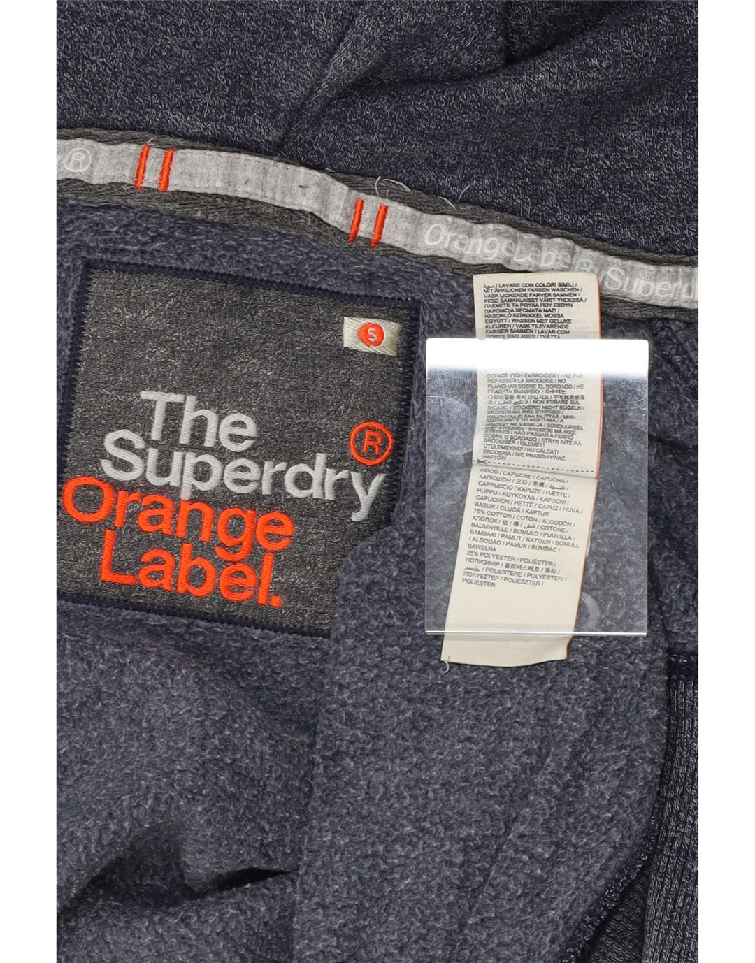 SUPERDRY Mens Zip Hoodie Sweater Small Navy Blue Cotton Vintage Superdry and Second-Hand Superdry from Messina Hembry 