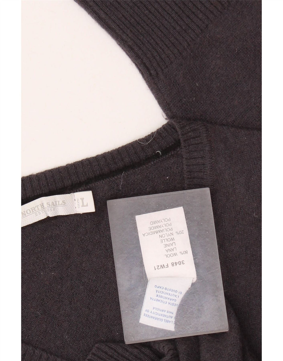 NORTH SAILS Pulover cu decolteu în V pentru femei UK 14 Lână mare, gri