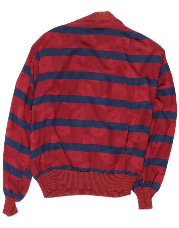 VINTAGE Bluză cu mânecă lungă pentru femei UK 18 XL Burgundy cu dungi