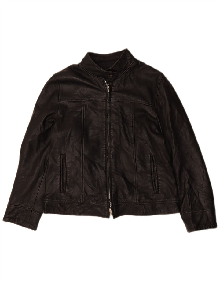 Jachetă de piele VINTAGE pentru femei, cu tăiere largi, UK 6 XS, piele neagră