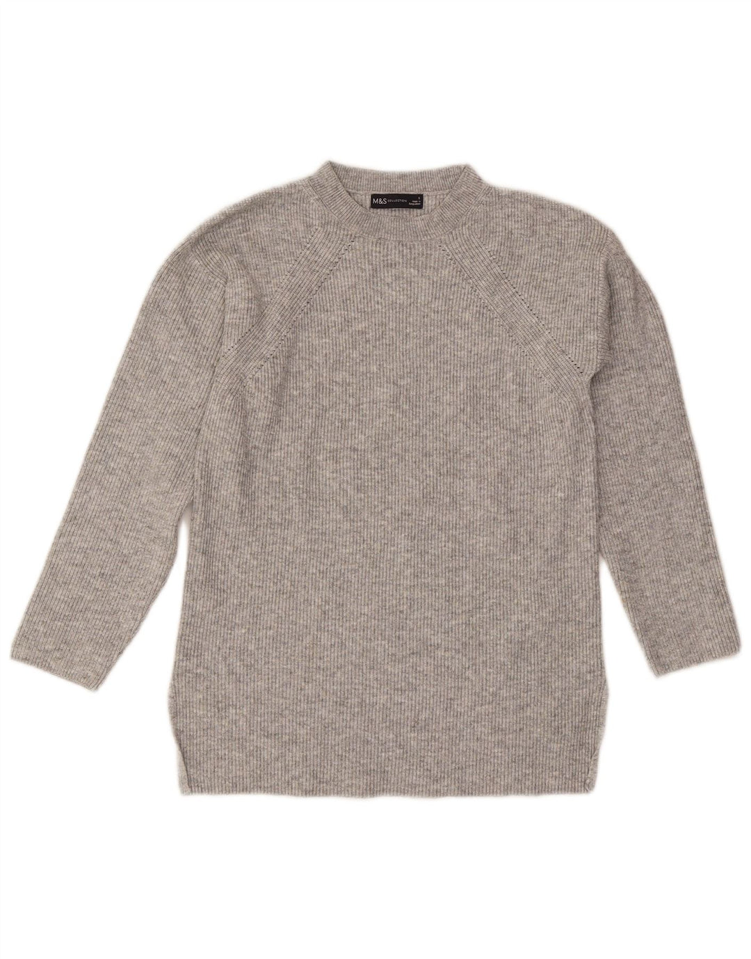 Pulover pentru femei Marks & Spencer cu decolteu rotund UK 10 mic, gri, pete