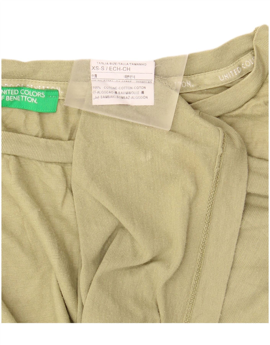 BENETTON Tricou oversize Crop pentru femei UK 6 XS Bumbac kaki