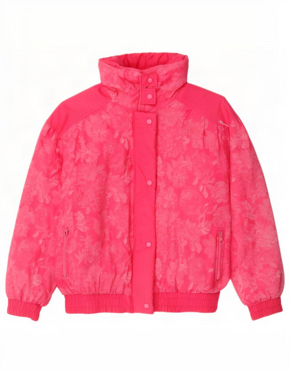 Jachetă căptușită supradimensionată pentru femei vintage IT 46 mare bumbac floral roz