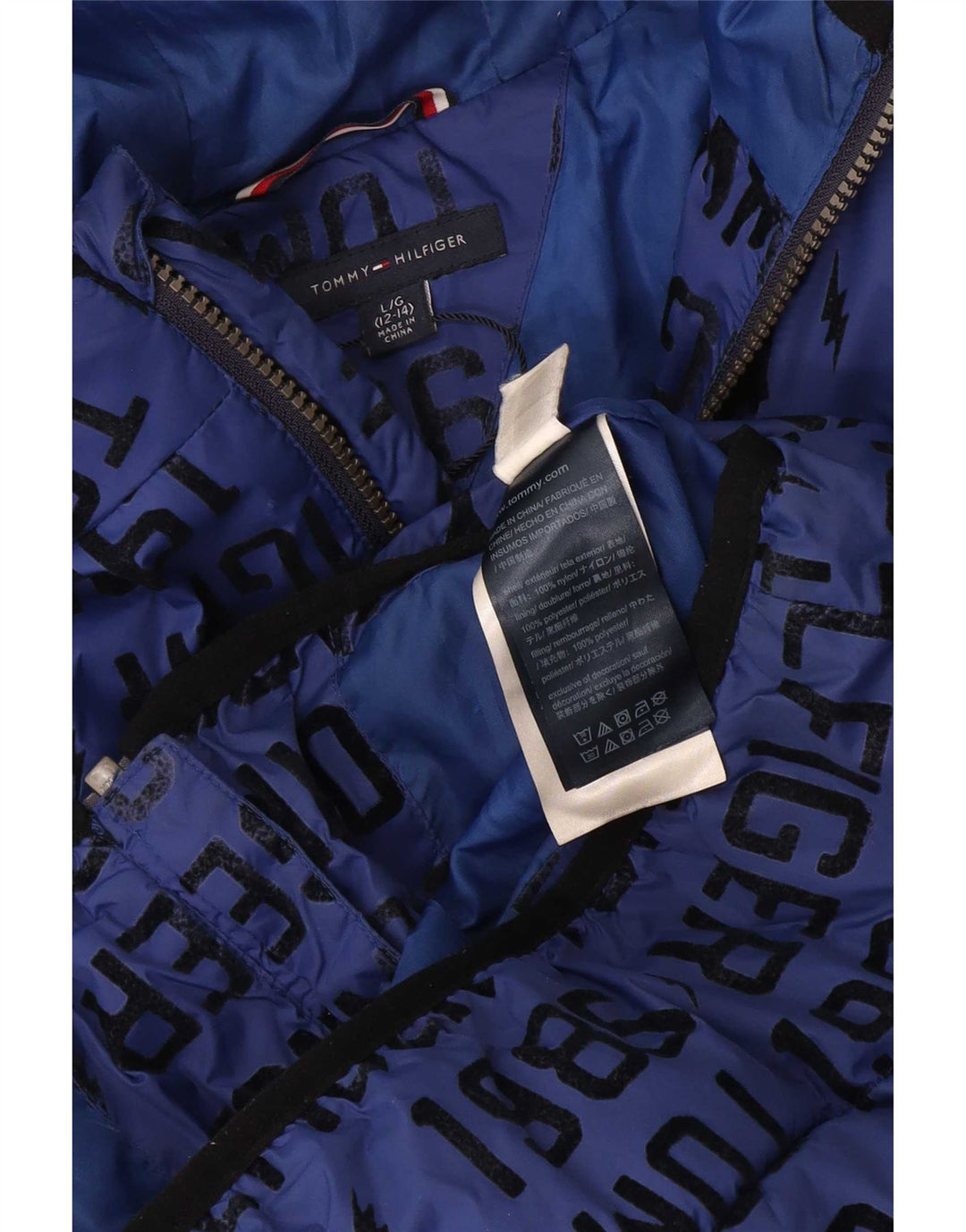 Jachetă căptușită cu grafică Tommy Hilfiger pentru băieți 12-13 ani, mare, albastru