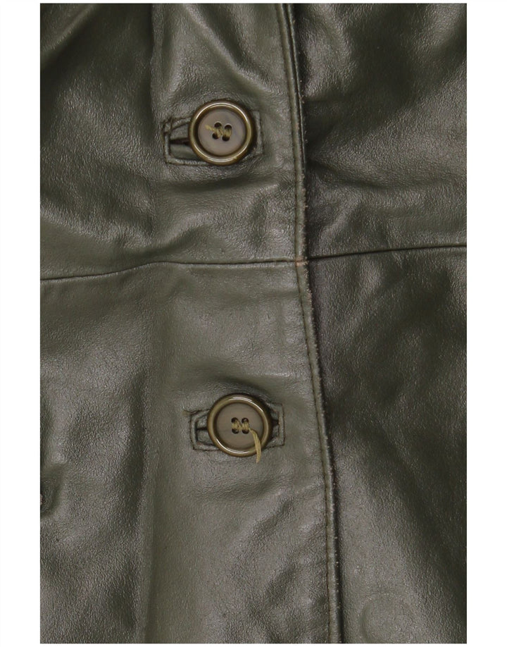 Palton din piele vintage pentru femei UK 14 Medium Khaki Piele
