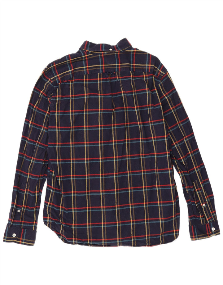 Cămașă de flanel pentru bărbați J. Crew, din bumbac cu carouri, albastru bleumarin