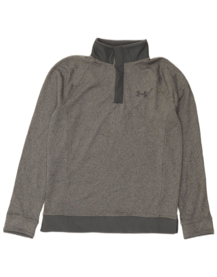 Pulover pentru băieți Under Armour, cu gât cu nasturi, 11-12 ani, mare, gri
