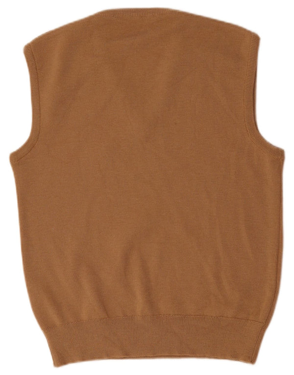 Vintage Mens Vest Tank Top IT 48 Medium Beige Lână