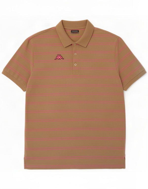 Kappa Cămașă Polo pentru bărbați 2XL, bumbac cu dungi bej