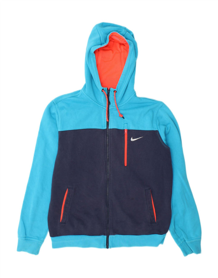 Pulover Nike pentru bărbați, cu fermoar, din bumbac color-bloch, albastru mediu