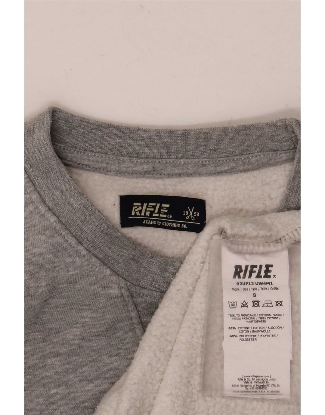 Hanorac cu grafic pentru bărbați Rifle Jumper mic, gri, bumbac cu pete