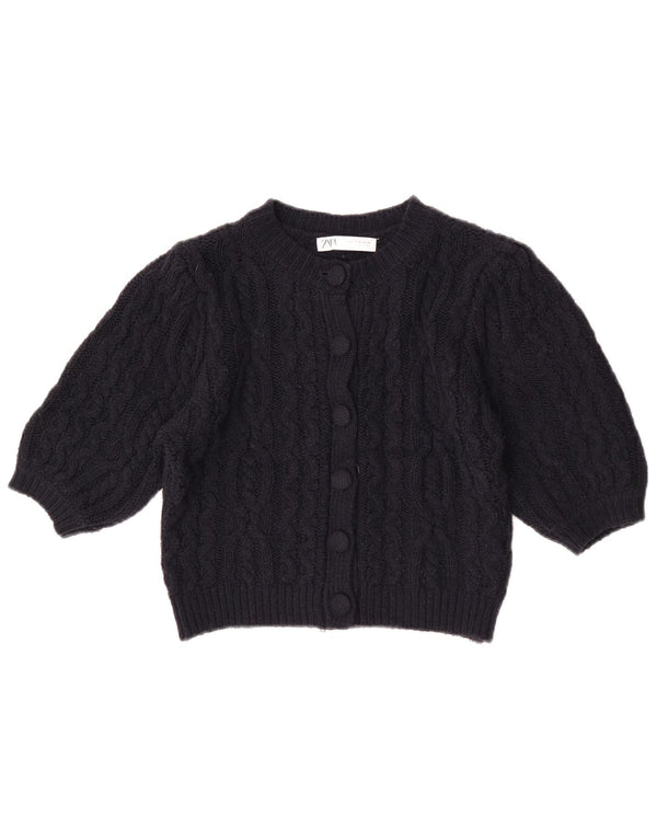 Pulover cardigan cu mânecă scurtă pentru femei Zara UK 12 Medium Bleumarin