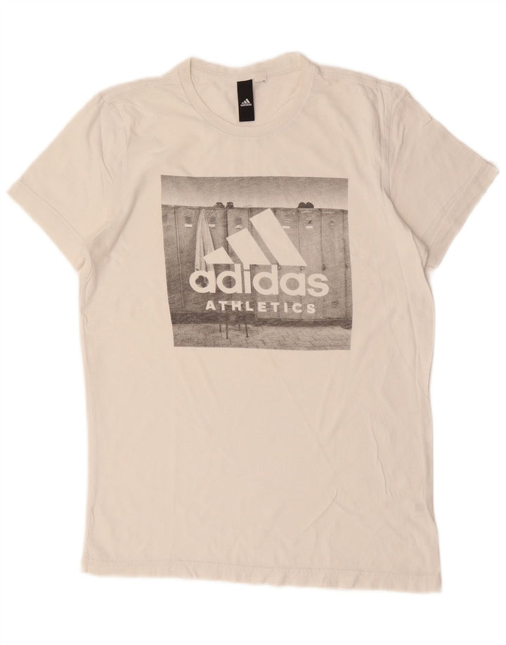 Tricou grafic pentru bărbați Adidas Top mic, alb, bumbac