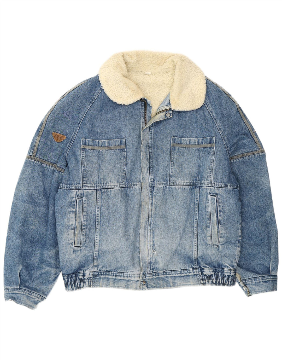 Jachetă din denim Sherpa pentru bărbați VINTAGE UK 42 XL Albastru