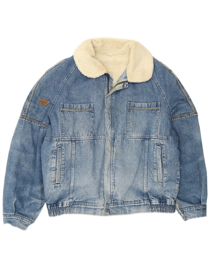 Jachetă din denim Sherpa pentru bărbați VINTAGE UK 42 XL Albastru