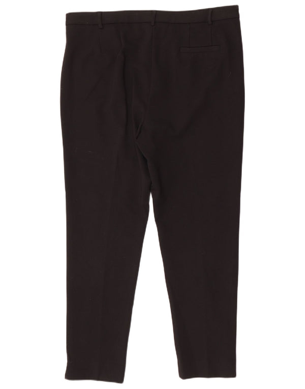 Marks & Spencer Womens Slim Suit Trousers UK 18 XL W36 L30 Black Viscose