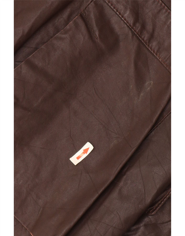 Jachetă vintage din piele cu 2 nasturi pentru femei UK 12 maro mediu